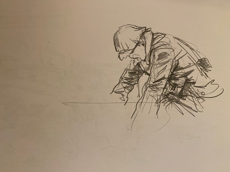 Stéphan Agosto, croquis préparatoire, Poilu, 
