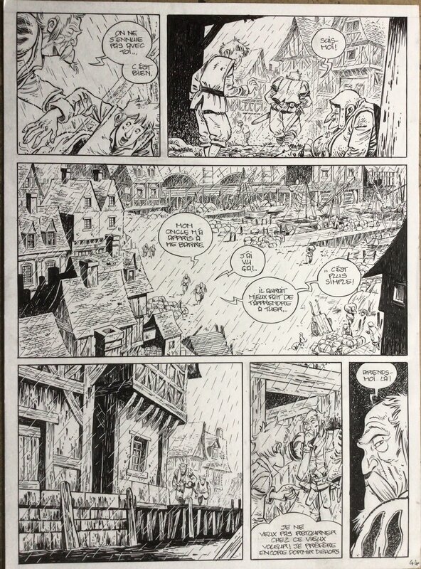 En vente - Xavier Fourquemin, Planche 44 du tome 1 de la série Le cimetière des innocents - Planche originale
