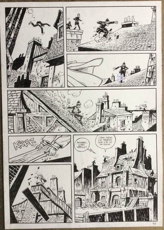 En vente - Xavier Fourquemin, Planche 46 du tome 2 des Enquêtes de Lord Harold - Planche originale