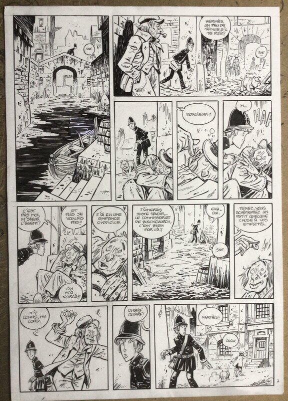En vente - Xavier Fourquemin, Planche 7 du tome 1 de la série Les enquêtes de Lord Harold - Planche originale