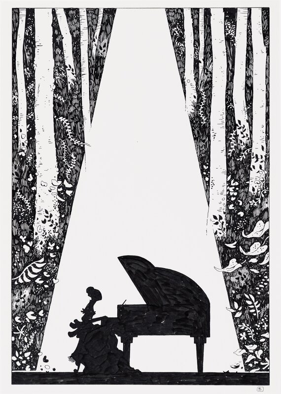 A Gift for a Ghost by Borja Gonzalez - Original Illustration