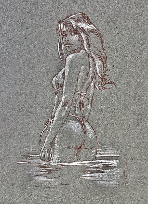 Marie - Le bain par Jim - Illustration originale