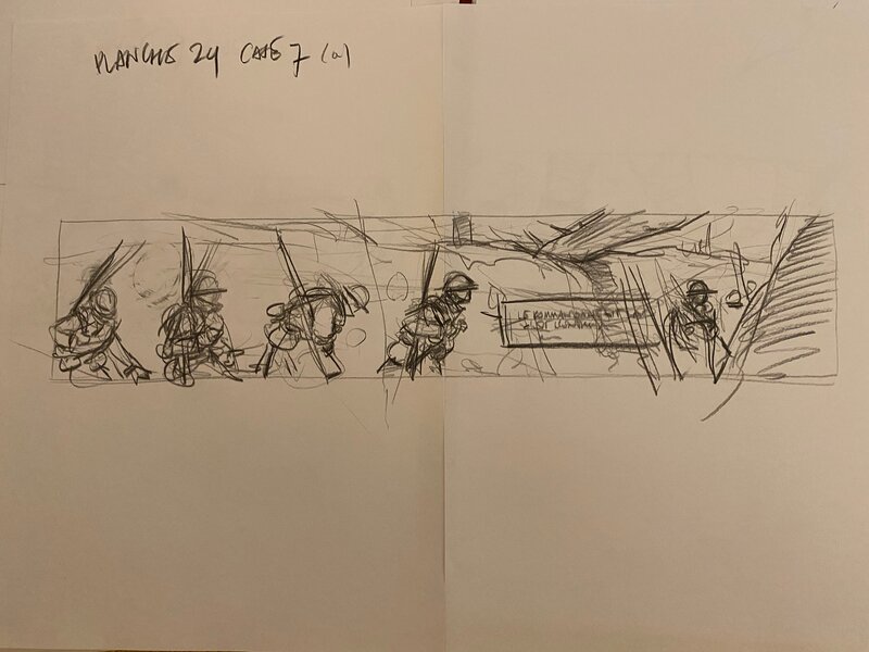 Stéphan Agosto, croquis préparatoire de la case N°7 de la planche 24, 