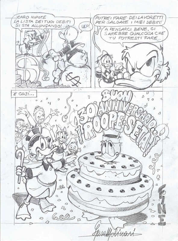 Lara Molinari, 30e anniversaire Roope-Setä (Picsou) - Magazine finlandais - Planche originale