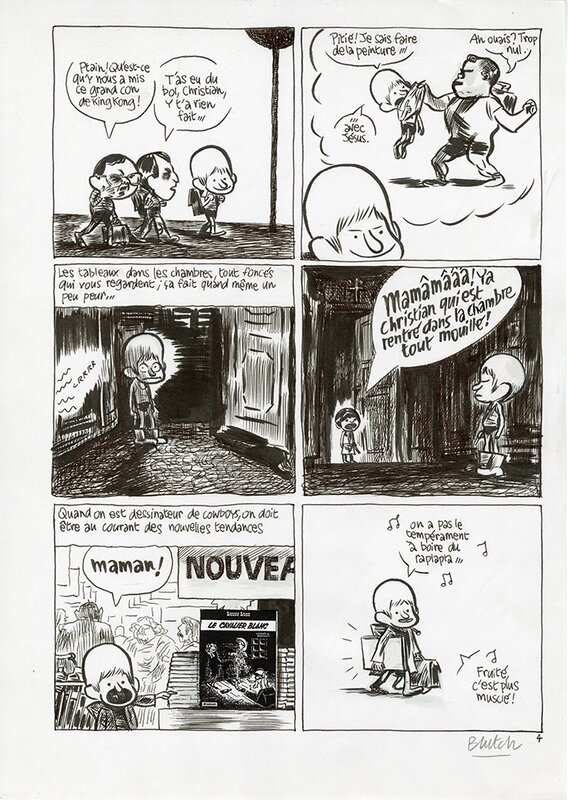 En vente - Blutch, Le petit Christian - Du raplapla planche originale 4 - Planche originale