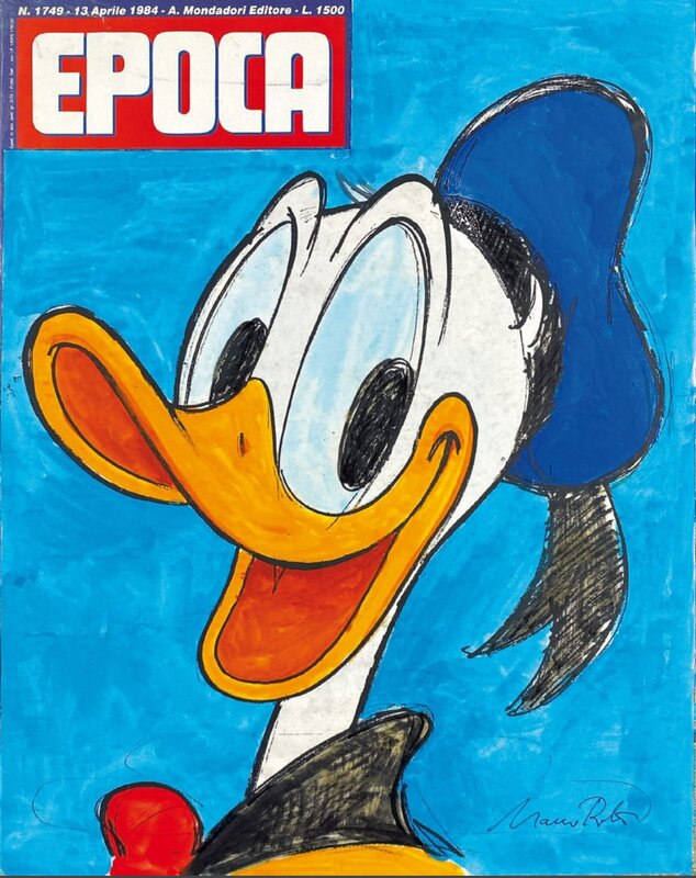 Marco Rota, 1984 - Couverture Journal Epoca - 50e anniversaire de Donald - Original Cover