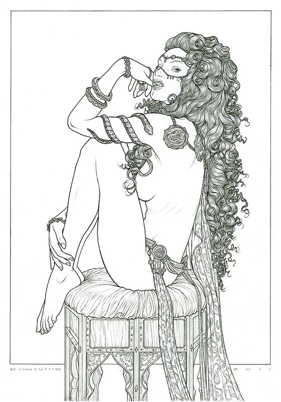 Adriano De Vincentiis, Roxelane - Illustration pour l'affiche de l'exposition Daniel Maghen (2012) - Illustration originale