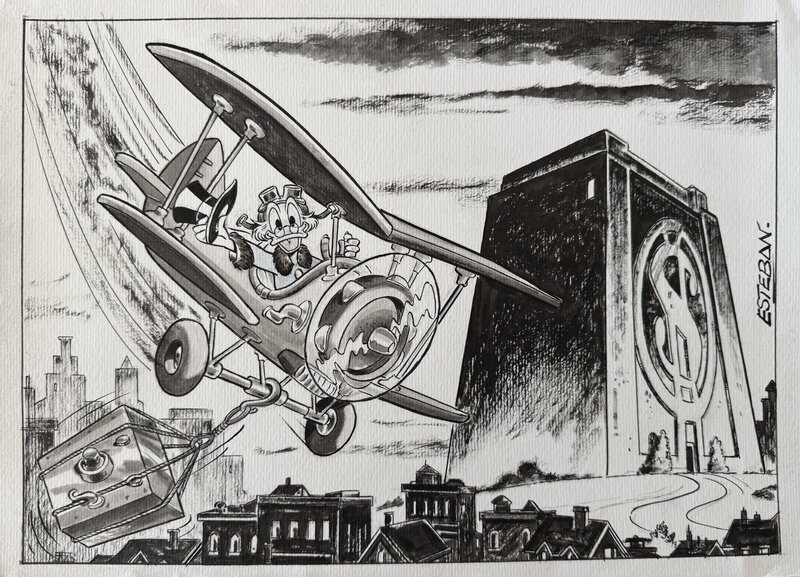 Ignasi Calvet Esteban, Illustration - Picsou aviateur - Illustration originale