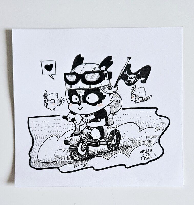 Dessin original de l'Inktober 2024 : Little Panda par oTTami ! - Illustration originale