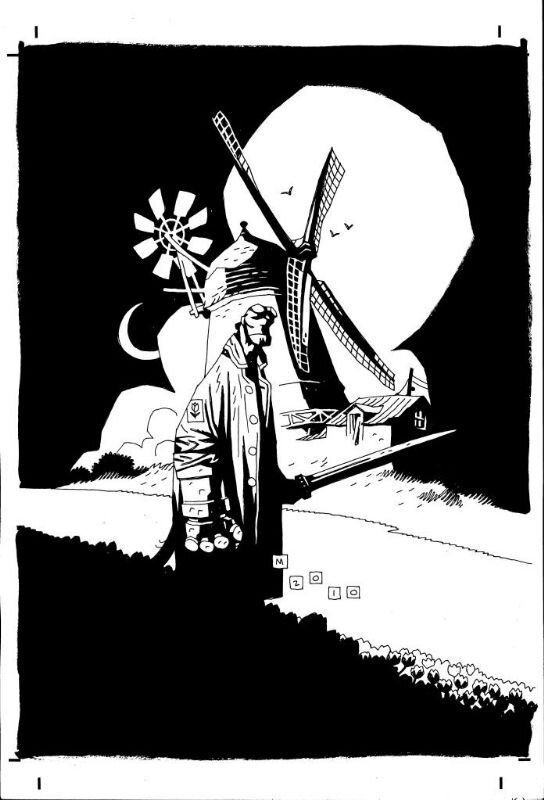 Hellboy in Holland by Mike Mignola - Original Illustration