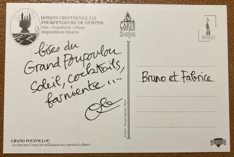 Obion, Carte postale en provenance de Terra Amata - Dédicace