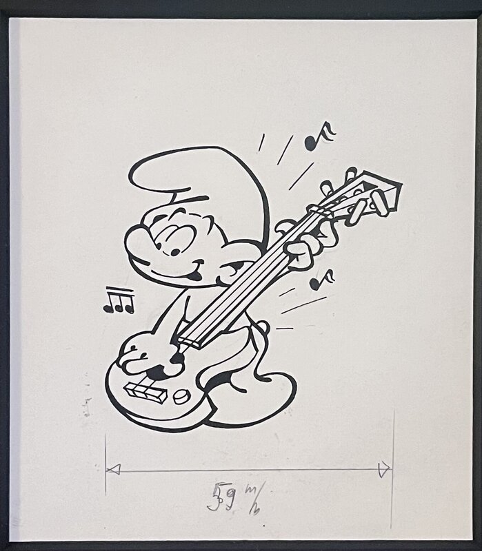 Peyo, Le Schtroumpf musicien - Illustration originale