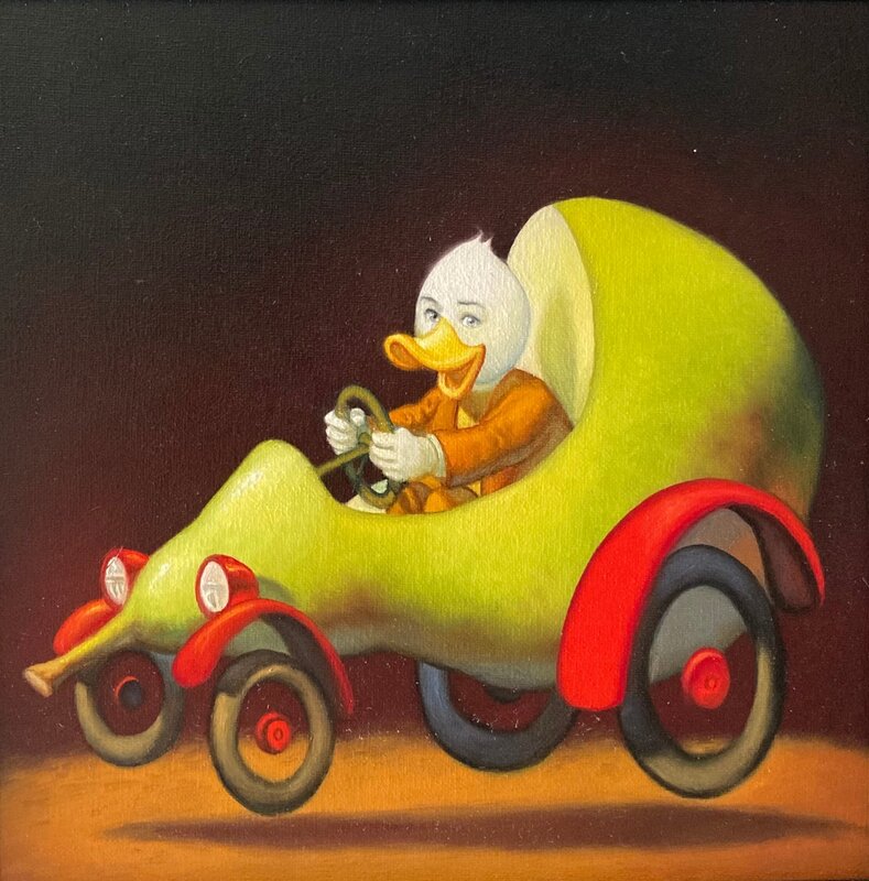 José Roosevelt, Juan Alberto en voiture - Illustration originale