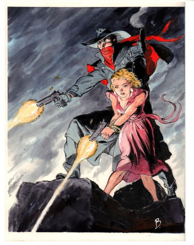 Bo Hampton, The Shadow and Margot Lane - Illustration originale