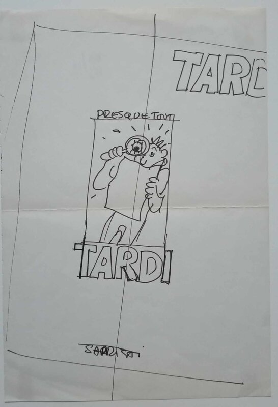 Dessin préliminaire pour Presque tout Tardi - Illustration originale