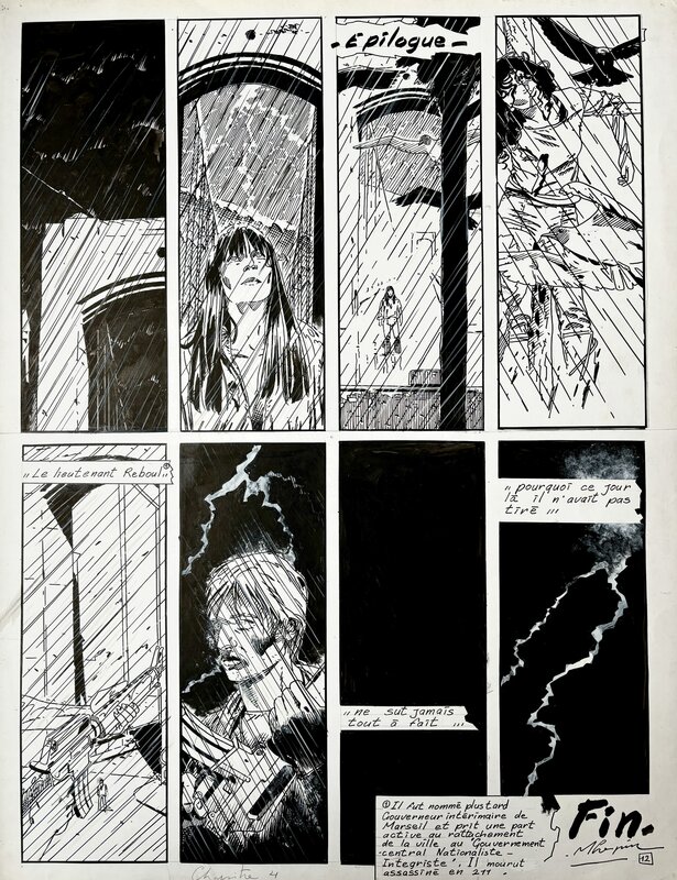 Crespin, Marseil, planche n°12, épilogue, chapitre 4, 1978. - Planche originale