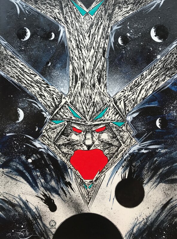 En vente - Philippe Druillet, Grand dessin hommage à Métal hurlant - Œuvre originale