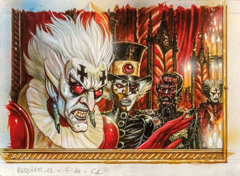 En vente - Olivier Ledroit, Requiem Chevalier Vampire tome 12 - Case originale 1 de la planche 44 - Planche originale