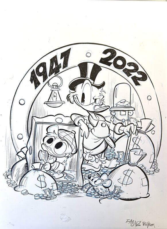 Fabrizio Petrossi, Don Rosa, Carl Barks, Picsou - Affiche de l’exposition des planches de Fabrizio Petrossi - Original Illustration