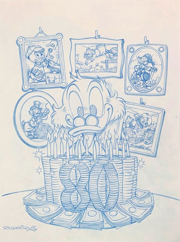 Paco Rodriguez Peinado, Don Rosa, Couverture (bleu) - 70e anniversaire de Picsou - Couverture originale