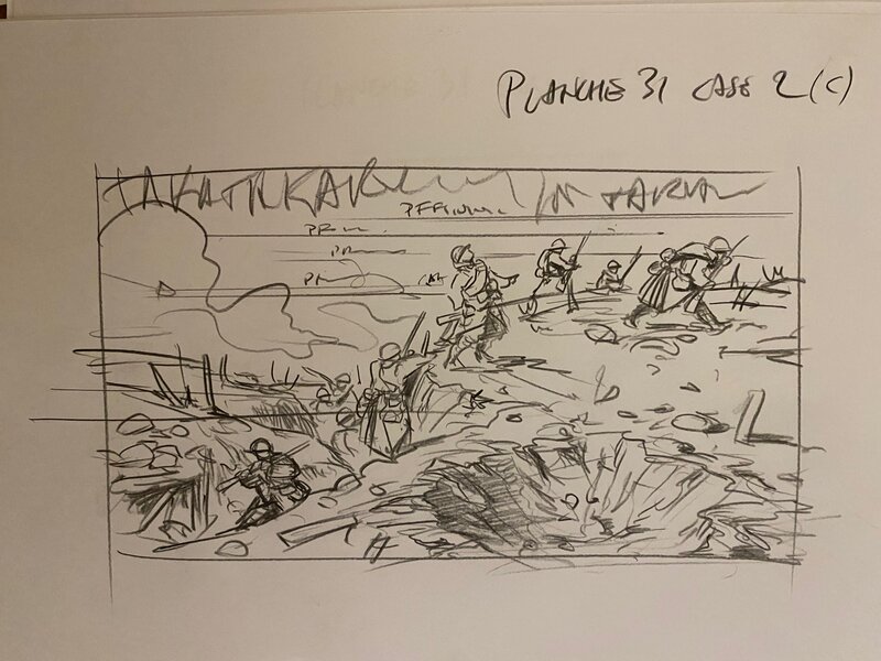 Stéphan Agosto, croquis préparatoire, planche 31, case 2, 