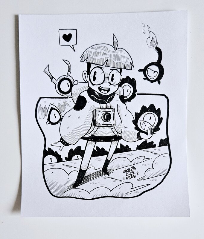 En vente - Dessin original de l'Inktober 2024 : Milo de Tinykin par oTTami ! - Illustration originale
