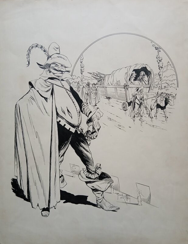 René Giffey, Théophile Gauthier, Capitaine Fracasse (le), couverture. - Planche originale