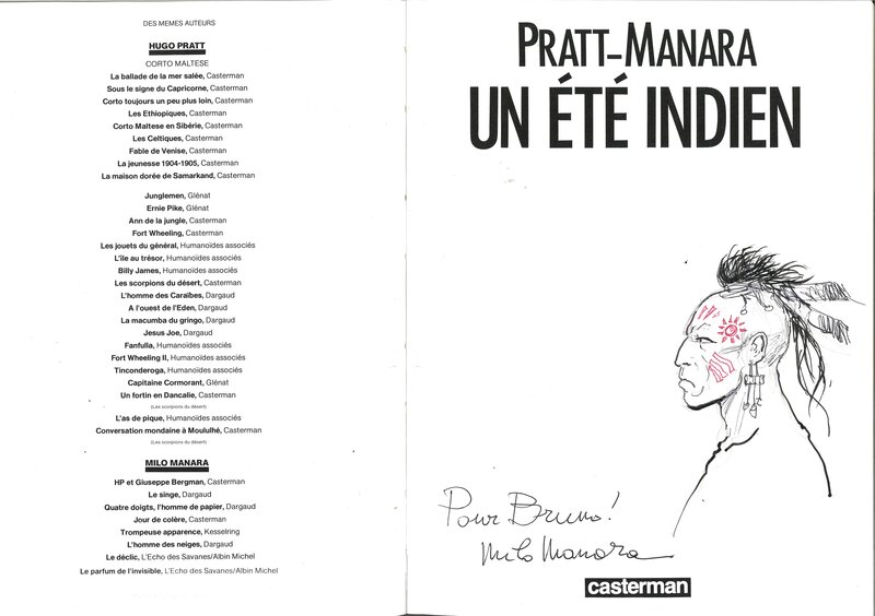 Un été indien par Milo Manara - Dédicace
