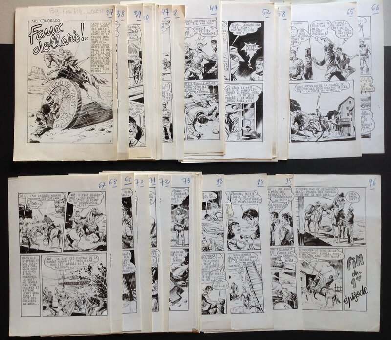 En vente - Fergal, Gallieno FERRI, Atelier Chott, Fergal (Gallieno Ferri Atelier Chott) Kid Colorado Faux Dollars 60 Planche Originale complet Big Horn Bd 1958 S.E.R Petit Format - Planche originale