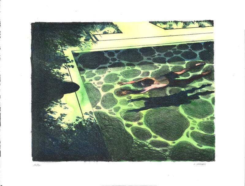 For sale - Grégory Mardon - Piscine - Original Illustration