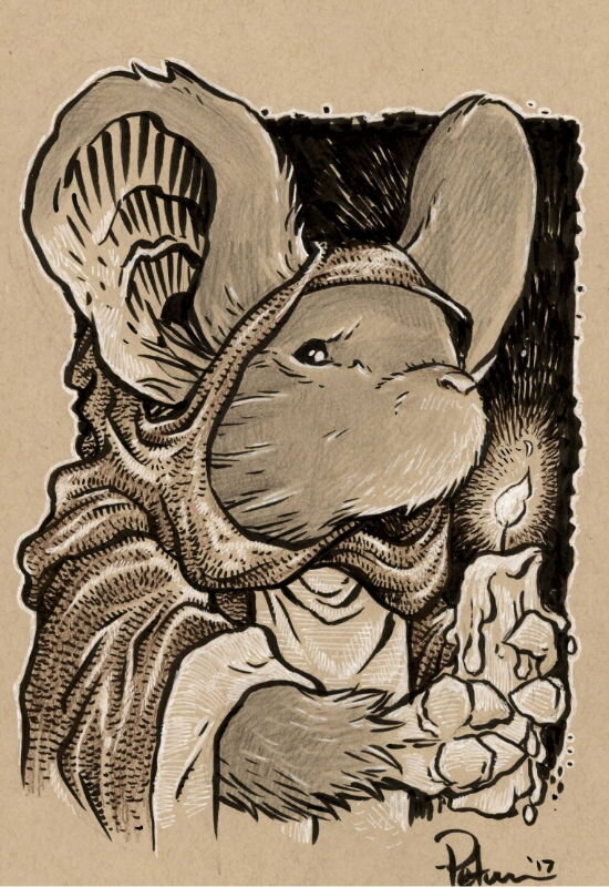 Candle Mouse by David Petersen - Original Illustration