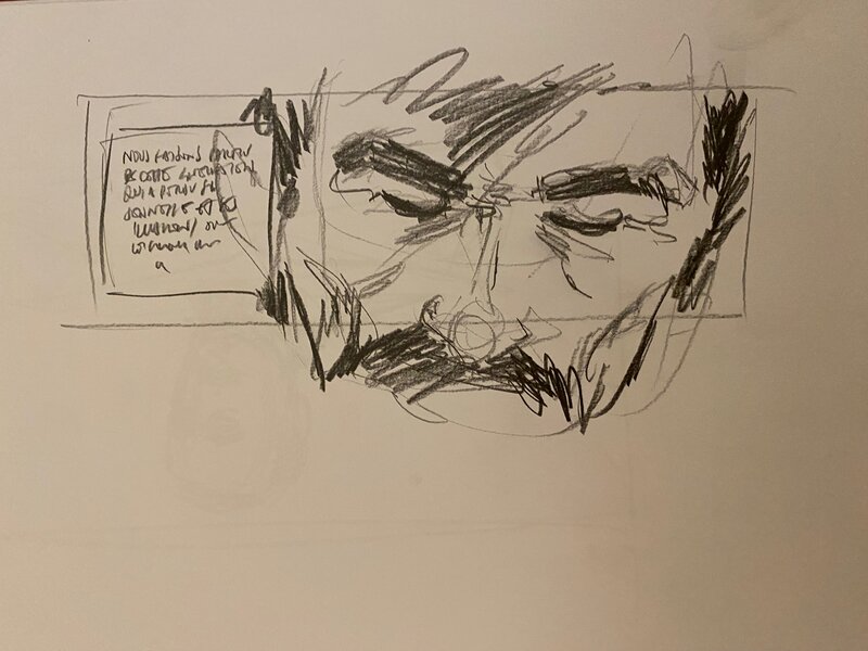 Stéphan Agosto, croquis préparatoire, portrait d'un Vétéran, 