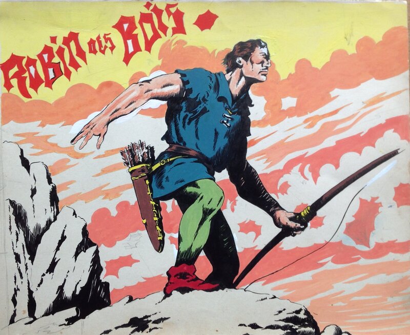 For sale - Rémy Bordelet, Rémy, Bordelet Rémy (RÉMY - Atelier Chott ) Couverture Robin des Bois 9 dessin inédit Gouache et Encre , Atelier Chott Petit Format - Original Cover