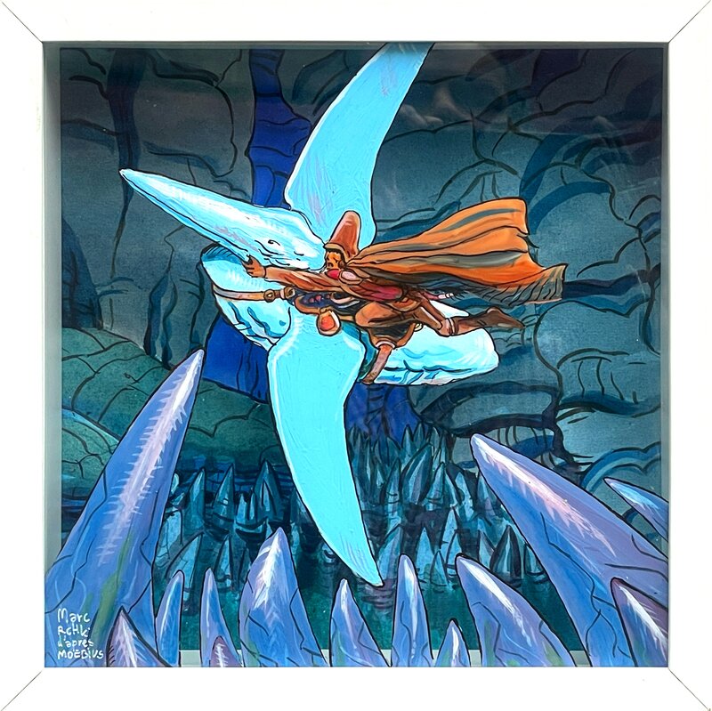 For sale - Marc Rouchairoles, L'arpenteur Arzach en relief d'après Moebius - Original art