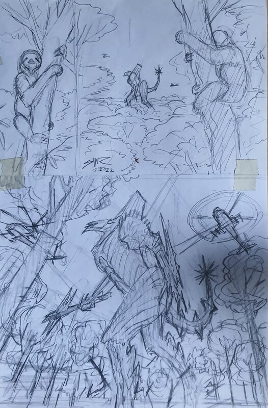 Salvador Sanz, Croquis préparatoire 3 - Œuvre originale