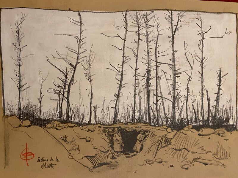 Stéphan Agosto, illustration originale, Verdun, le secteur de la Miotte, 