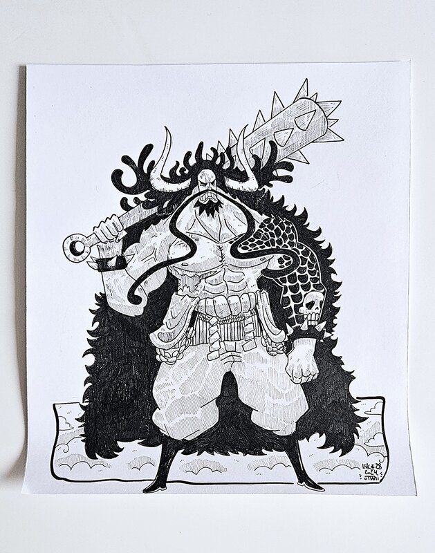 Dessin original de l'Inktober 2024 : Kaido de One Piece par oTTami ! - Original Illustration