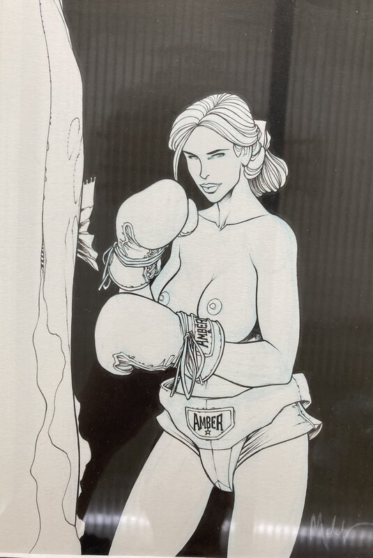Nicolas Malfin, Dessin original boxeuse - Original Illustration