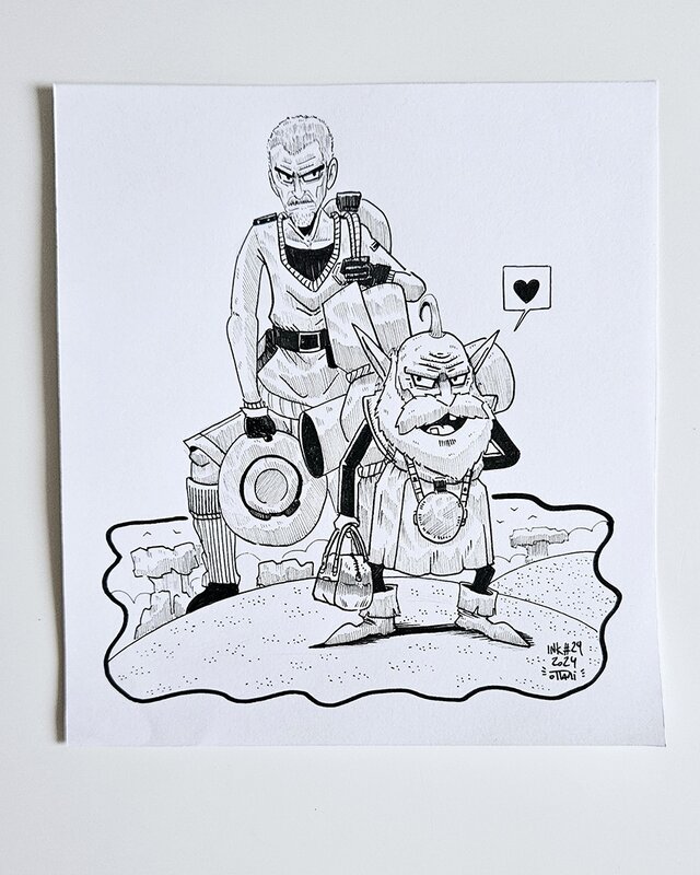 Dessin original de l'Inktober 2024 : Rao et Thief de Sandland par oTTami ! - Original Illustration
