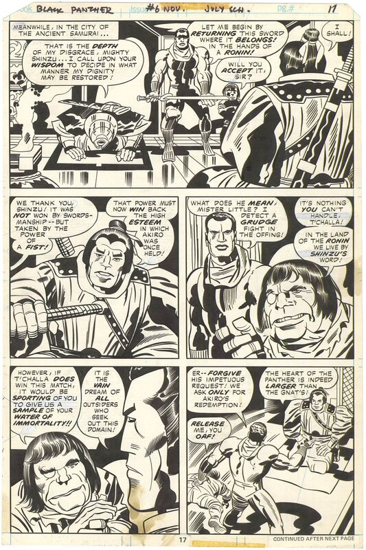 En vente - Jack Kirby, Black Panther #6 p.17 - Planche originale