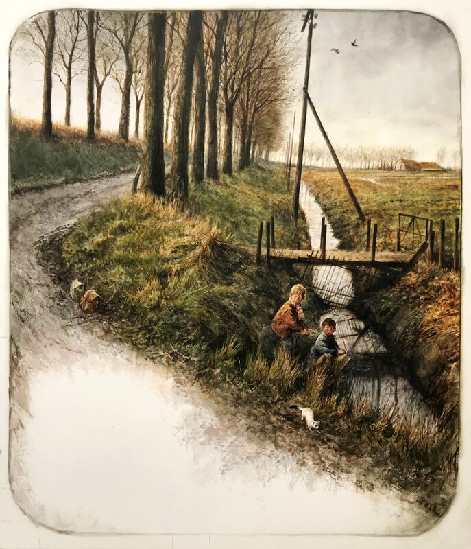 Kalenderplaat par Rien Poortvliet - Illustration originale