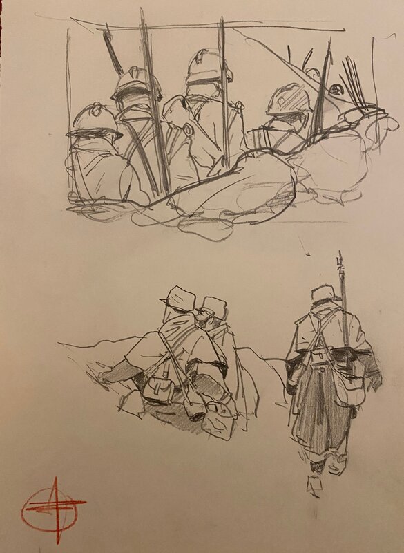 Stéphan Agosto, illustration originale, la monté en premières lignes et recherches d'uniformes, 