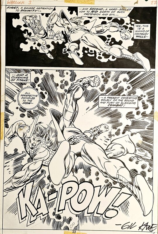 Gil Kane, Tom Sutton, Gil KANE !!! KA-POW ! : The power of Warlock #3 p22 - Comic Strip