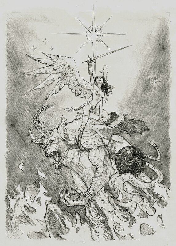 Crayonné fantasy par Régis Moulun - Illustration originale