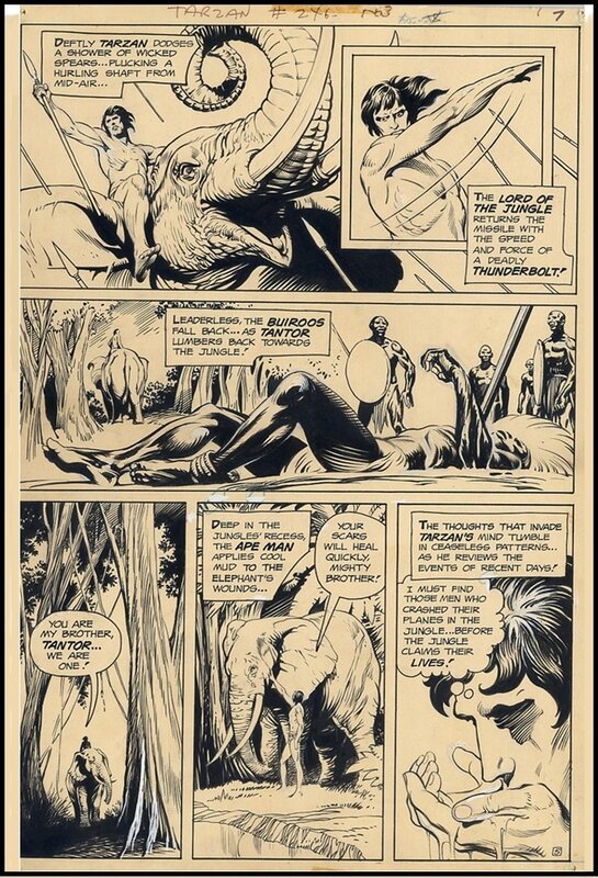En vente - Nestor Redondo, Joe Kubert, Tarzan #246  -  1976 - Planche originale