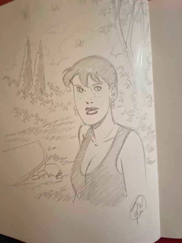 André Taymans, illustration originale, portrait de Caroline Baldwin, 