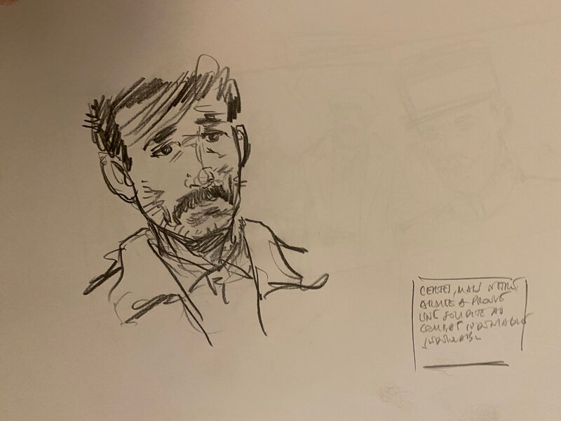 Stéphan Agosto, croquis préparatoire, portrait d'un Vétéran, 