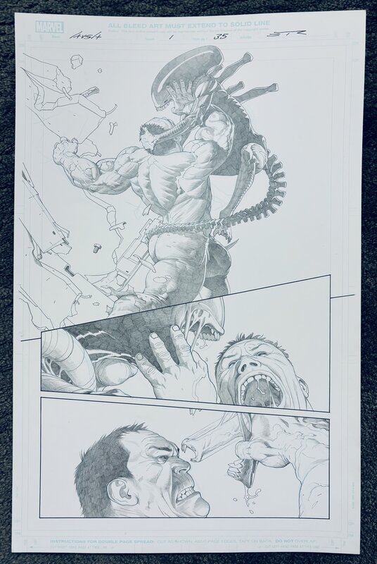 Esad Ribic, Aliens VS Avengers #1 page 35 - Planche originale
