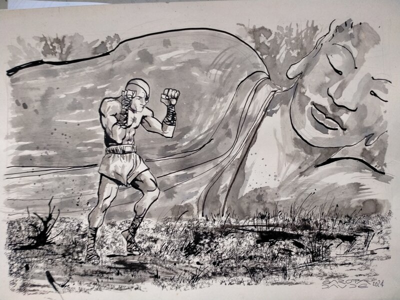 En vente - Sagat par Davide Garota - Illustration originale