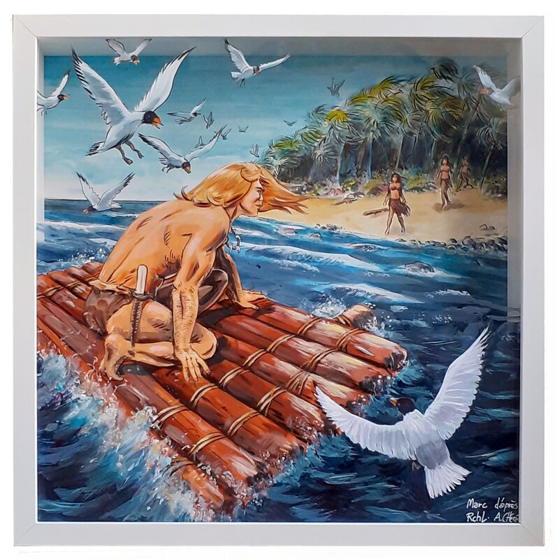 En vente - Marc Rouchairoles, Rahan La Flèche blanche d'après André Chéret - Œuvre originale